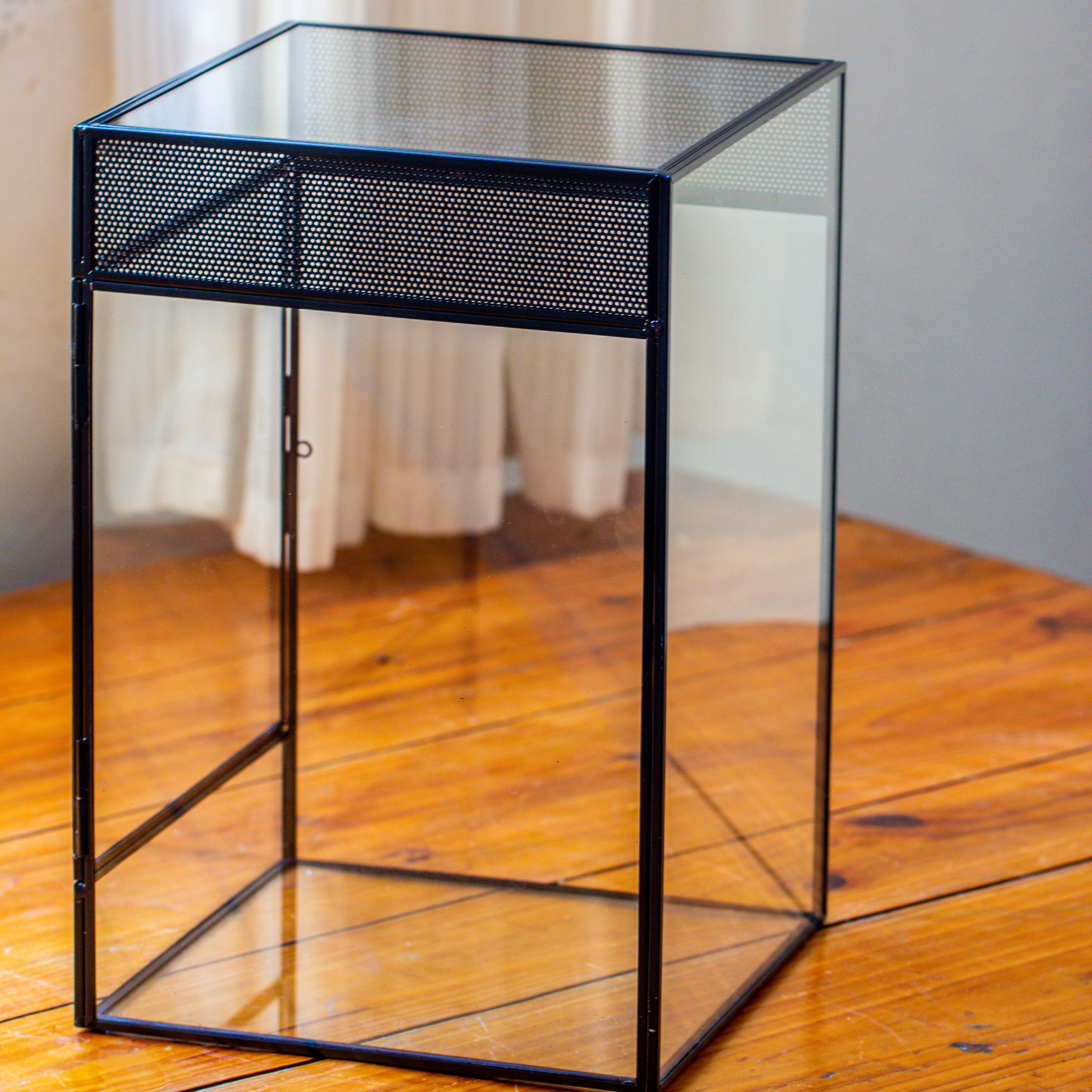 8x8x12 inches Large Handmade Glass Geometric Terrarium with Side Vent, for large insects - NCYPgarden