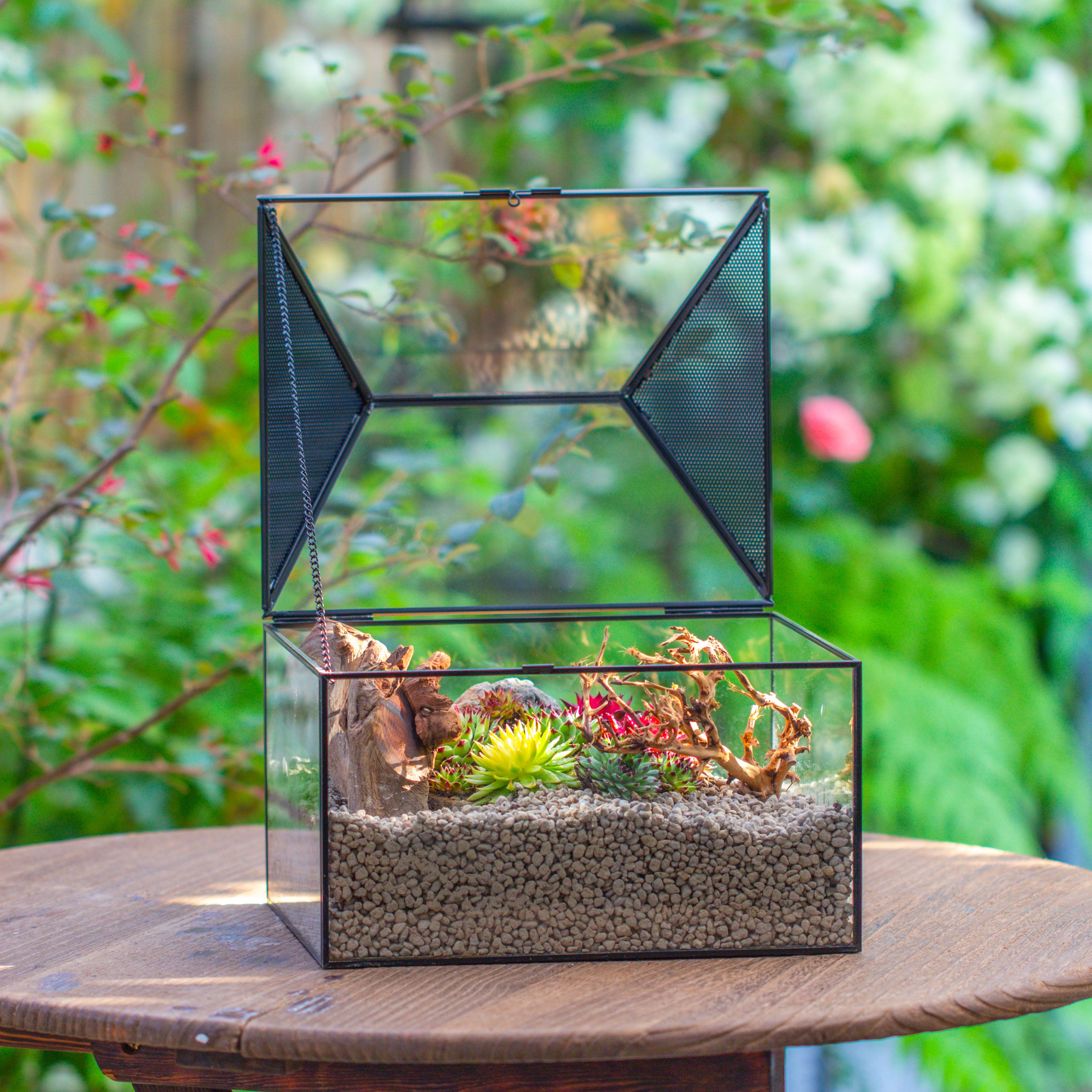 Handmade Medium House Shape Terrarium Enclosure with Mesh Vent for Insects, Terrarium Only - NCYPgarden