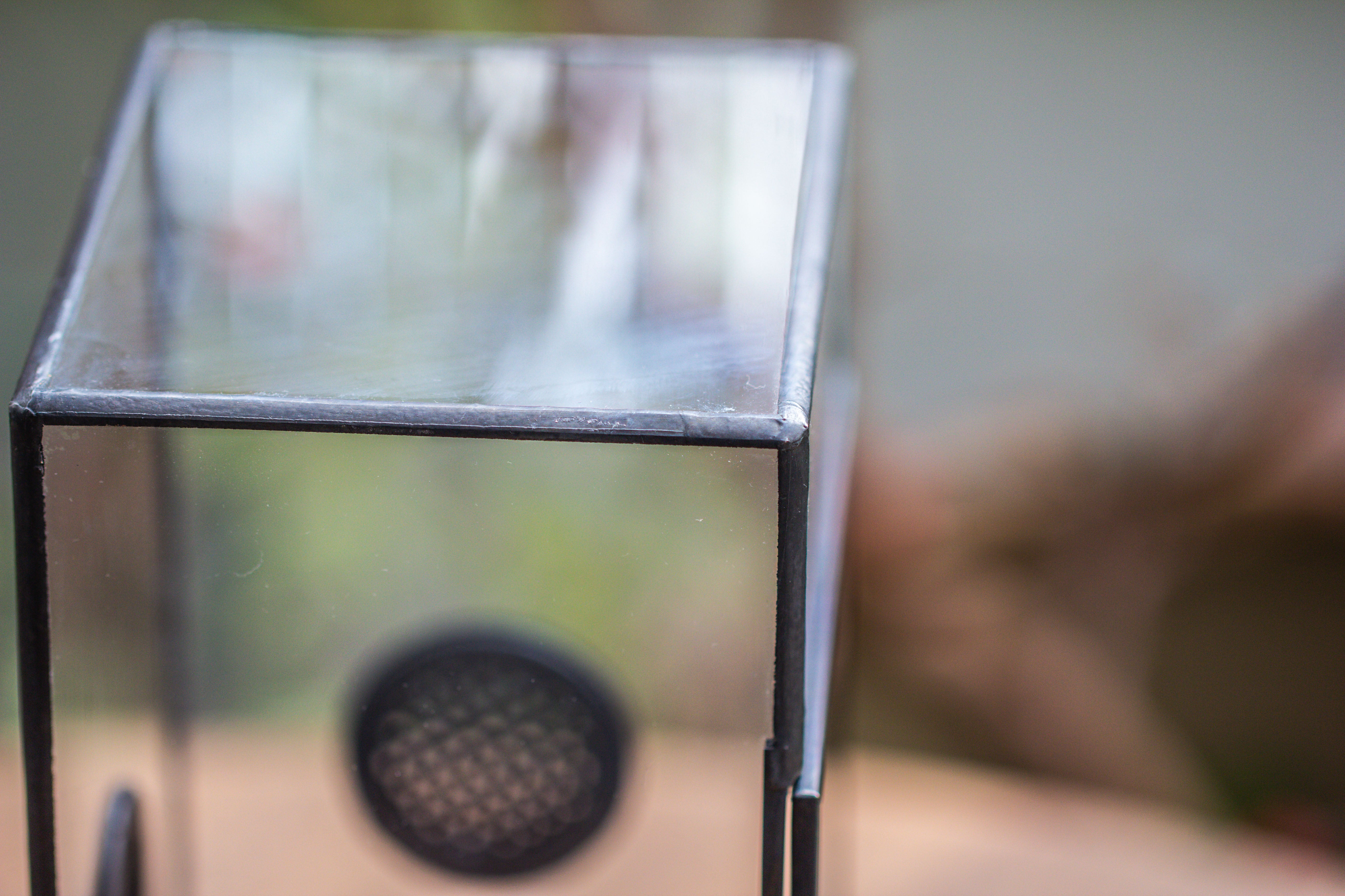 Glass Geometric Terrarium with Door Enclosure, Black Plastic Mesh Vent for Insects, Snail, Jumping Spider, Plants Not Included - NCYPgarden