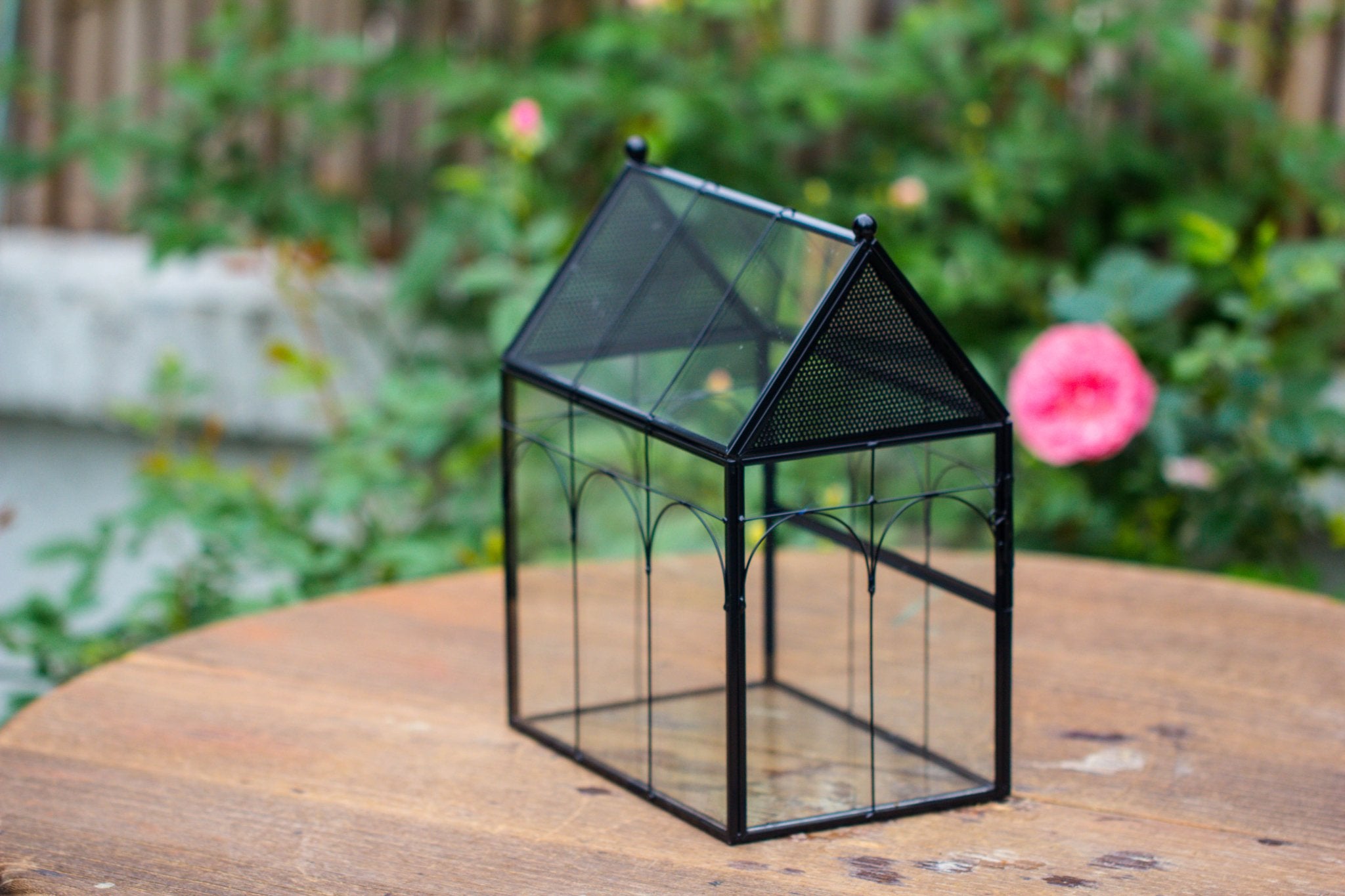 NCYP Vintage House Shape Glass Geometric Terrarium building set, with side door, with Mesh / vent holes for Insects Pet - NCYPgarden