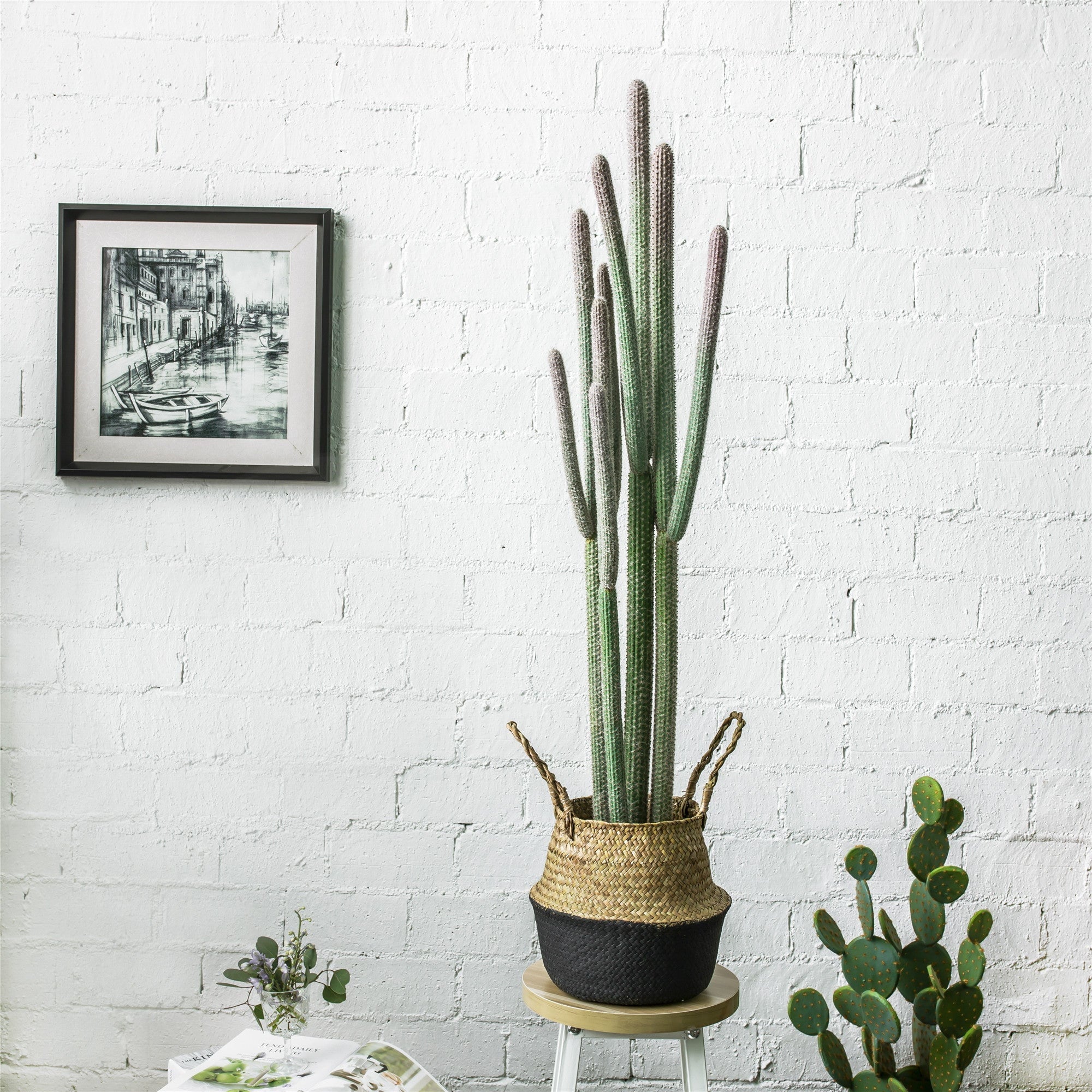 NCYP 48" Large Natural Looking Artificial Faux Fake Pink Tip Saguaro Cactus Desert Plant Indoor - NCYPgarden