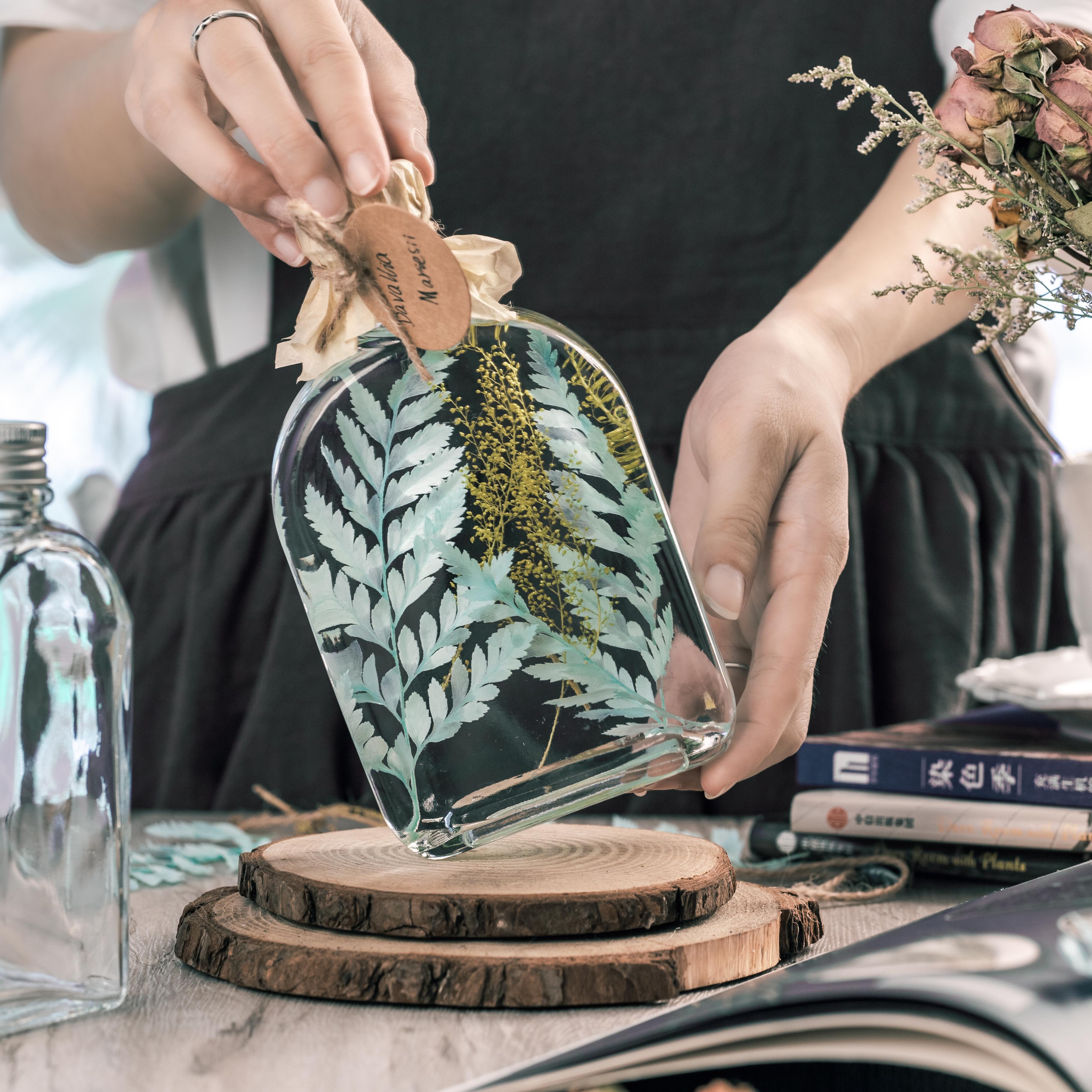 Preserved Pressed Flower Davallia mariesii, Squirrel's Foot Fern Leaf , Multiple Color,  5 pcs,  12inches long, 8inches width, DIY material - NCYPgarden