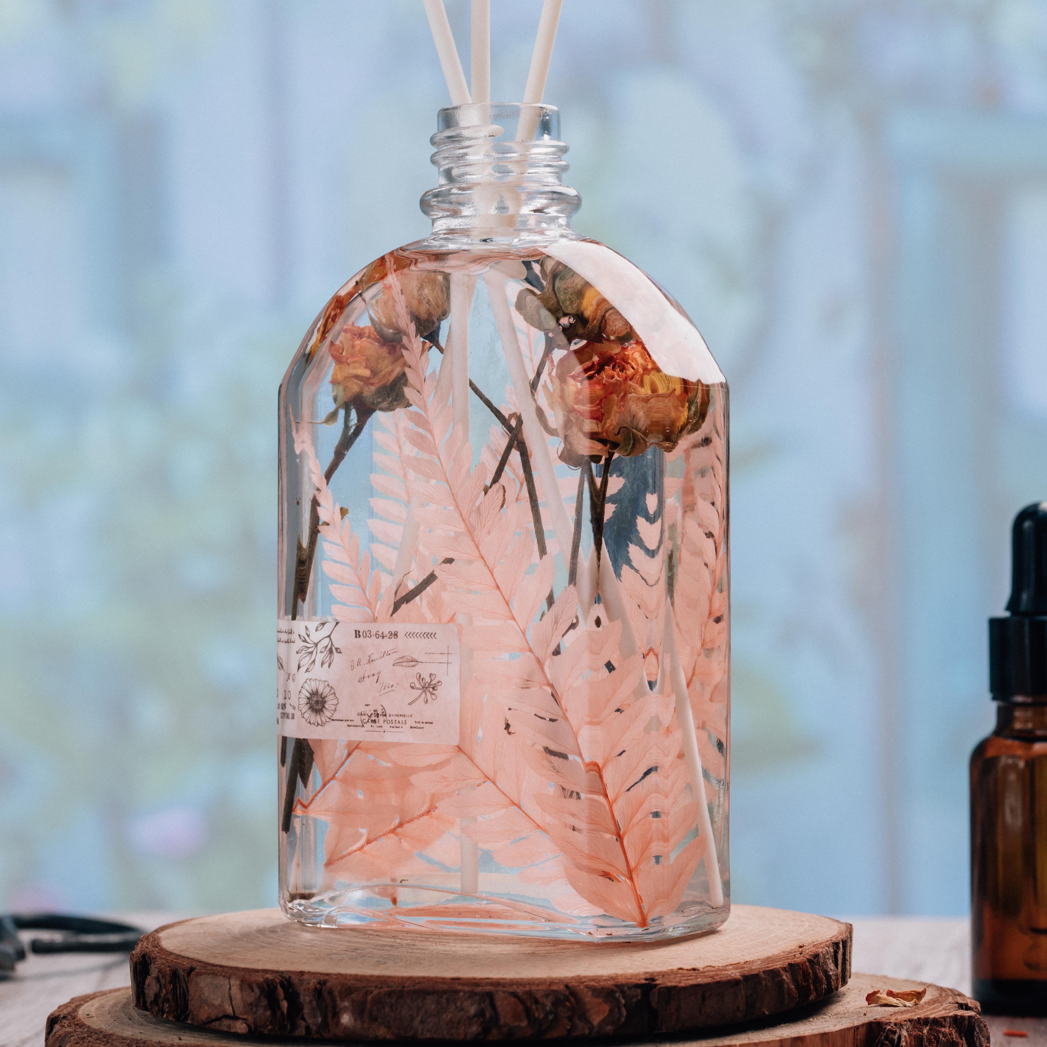 Preserved Pressed Flower Large Fern Branch Parathelypteris Glanduligera, Orange,  5 pcs,  55cm long, 35cm width, DIY material - NCYPgarden