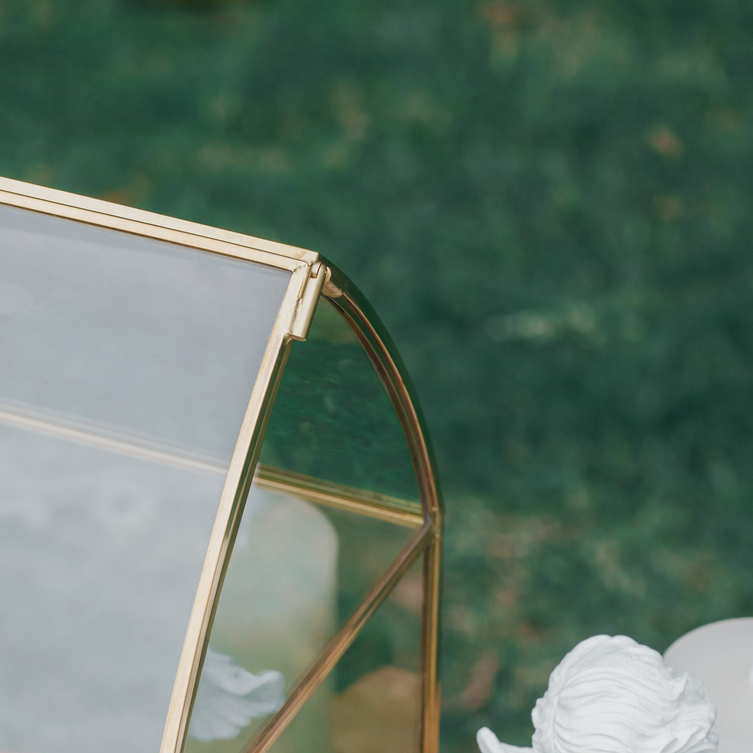 House Shape Arched Top Vintage Glass Card Box Terrarium, Handmade Brass for Wedding Receiption Wishwell Keepsake - NCYPgarden