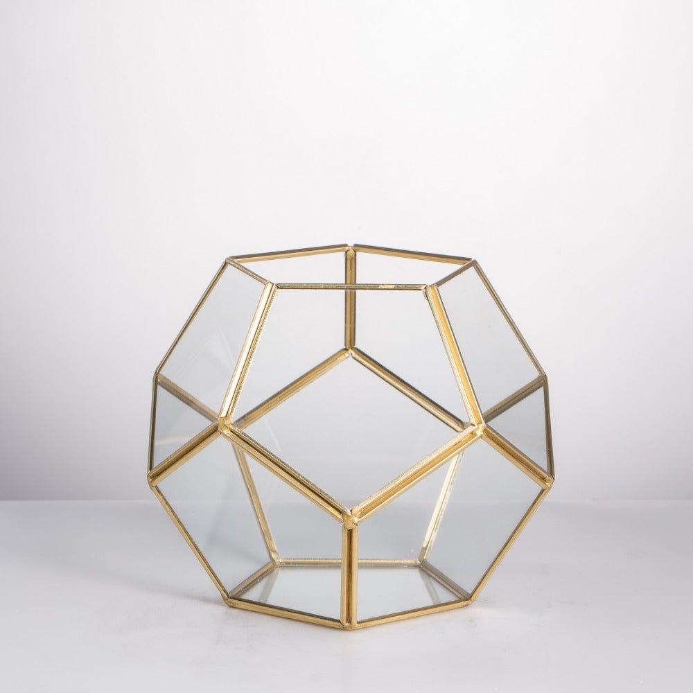 Handmade Gold Pentagon Geometric Glass Terrarium for Succulent Moss Airplants Wedding PP02A2 - NCYPgarden