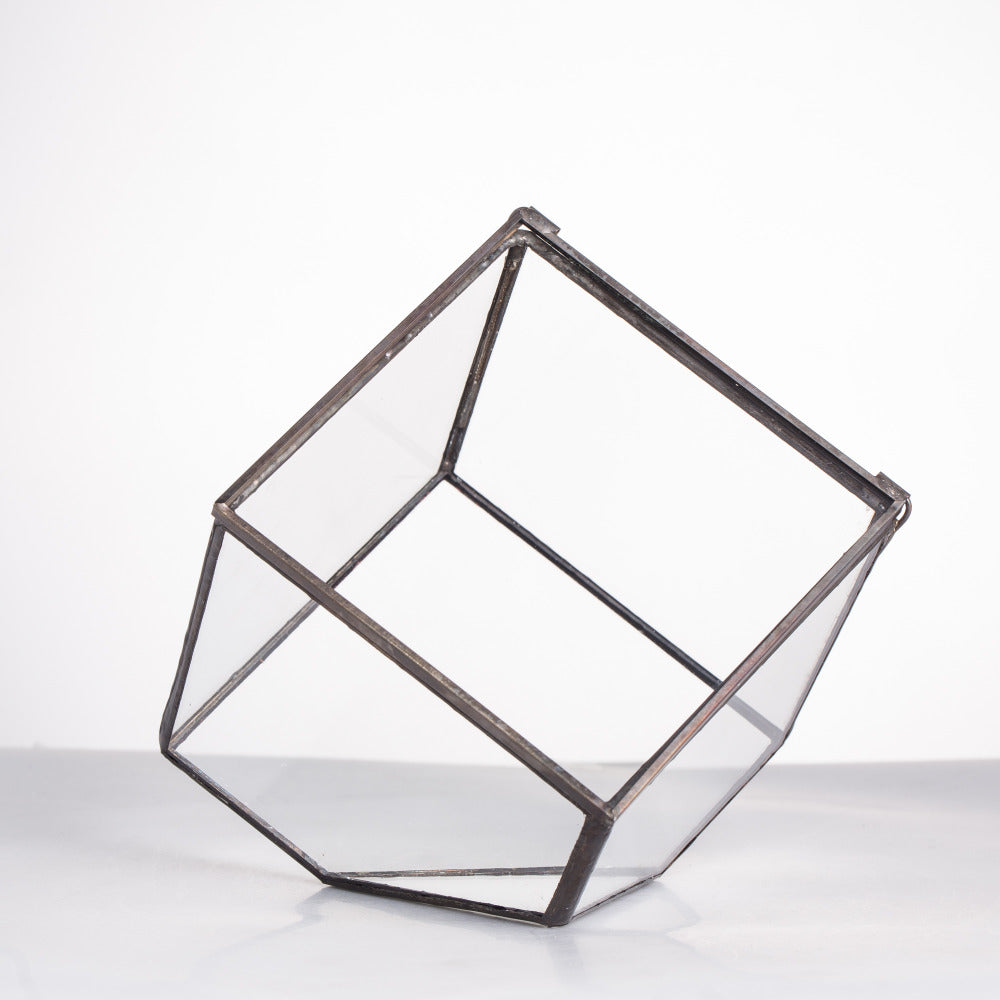 Handmade Inclined Cube Glass Geometric Terrarium Box Various Size Door Available for Succulent Moss - NCYPgarden