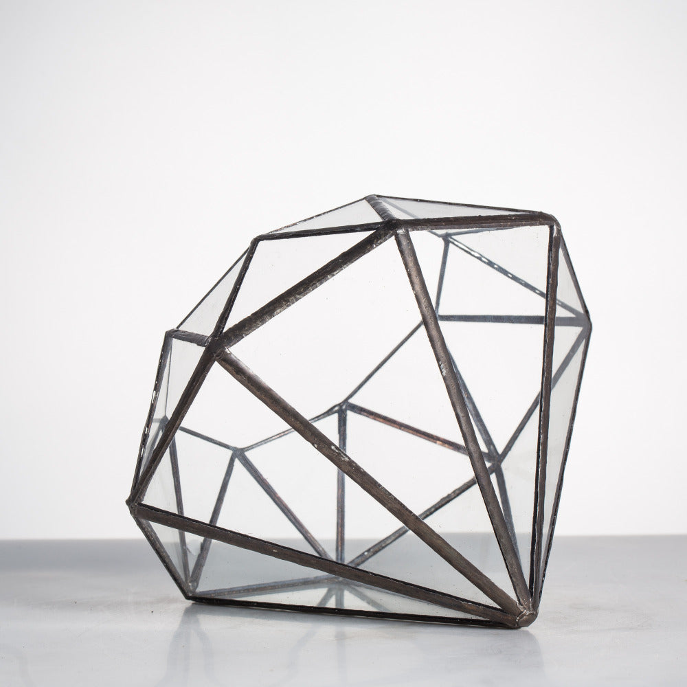 Handmade Diamond Open Glass Geometric Terrarium for Succulents Moss Fern Cacti - NCYPgarden