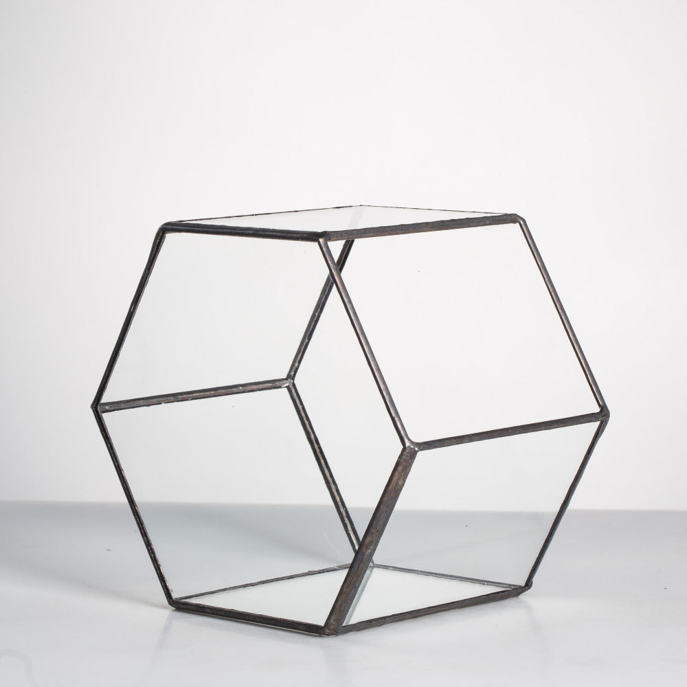 Handmade Thick Geometric Hexagon Glass Terrarium for Succulent Moss Airplants - NCYPgarden