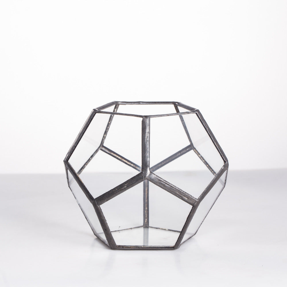 Handmade Mini Black Pentagon Glass Geometric Terrarium for Ring Box Moss - NCYPgarden