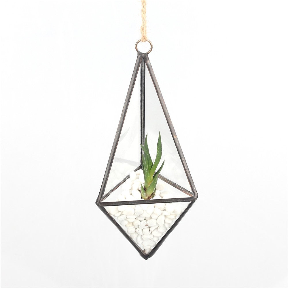 Handmade Hanging Mini Triangular Glass Geometric Terrarium for Fern Moss Succulent Airplants - NCYPgarden