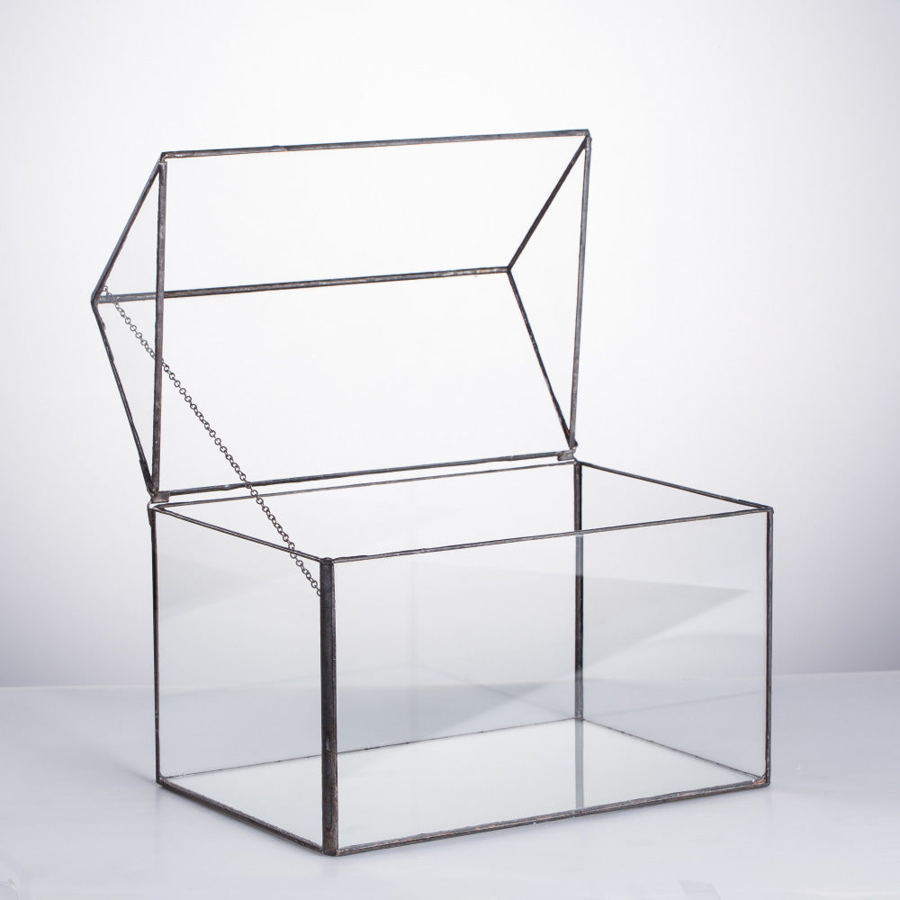 Handmade House Shape Glass Black Geometric Terrarium with Lid for Succulent Moss Airplants Cacti - NCYPgarden