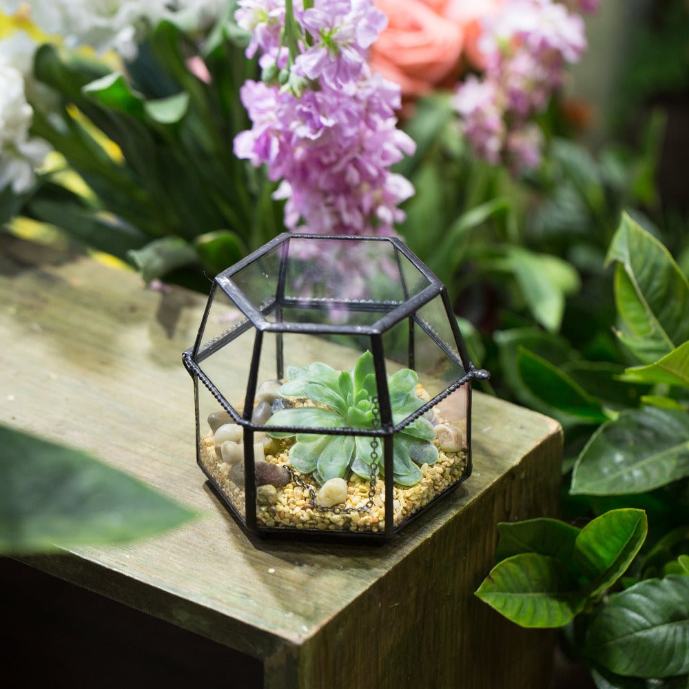 Handmade Small Glass Jewelry Geometric Box Terrarium for Succulents Ring Box - NCYPgarden