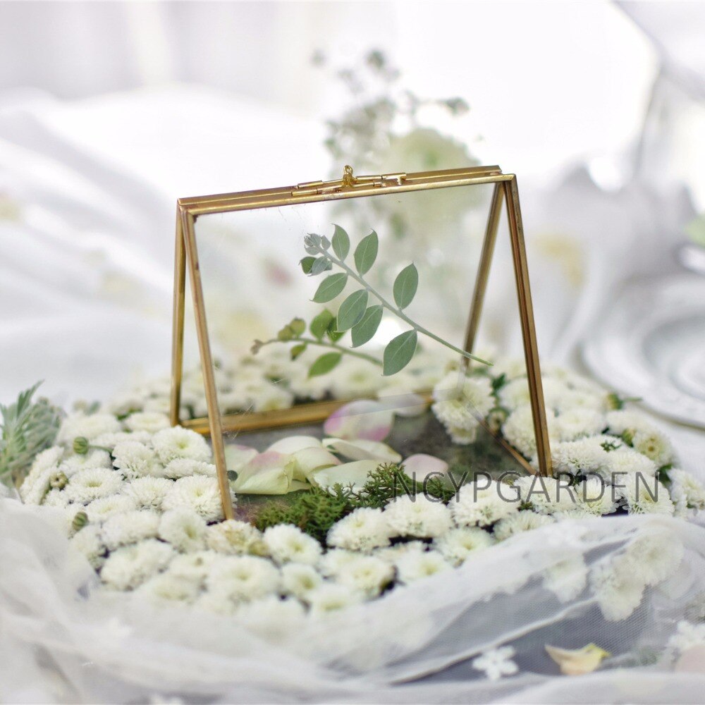 Handmade 2 Sided Standing Copper Brass Glass Rectangular Photo Frame for Wedding - NCYPgarden