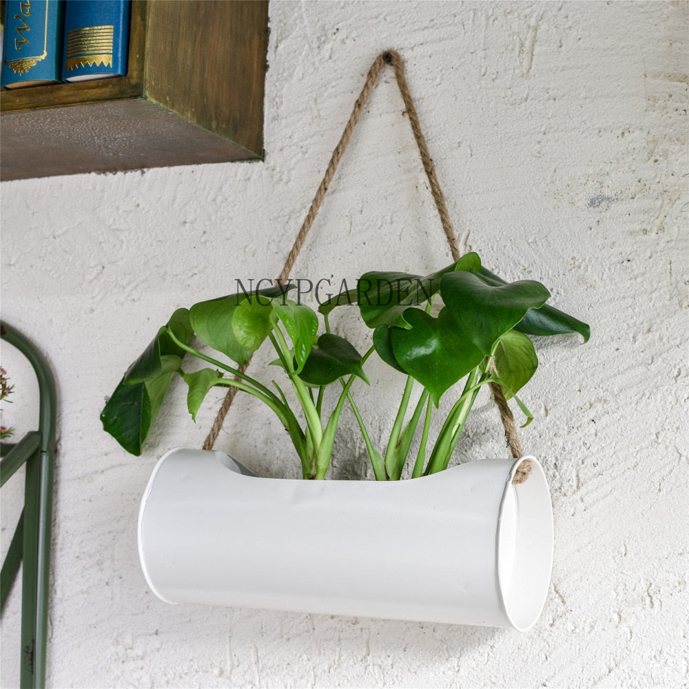 Hanging Planter Iron and Rope Modern Succulent Cactus Pots Decorative Display Flower Pot - NCYPgarden