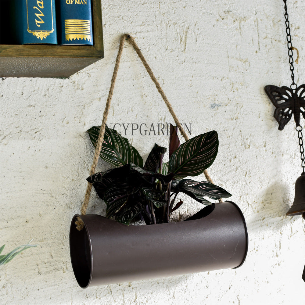 Hanging Planter Iron and Rope Modern Succulent Cactus Pots Decorative Display Flower Pot - NCYPgarden