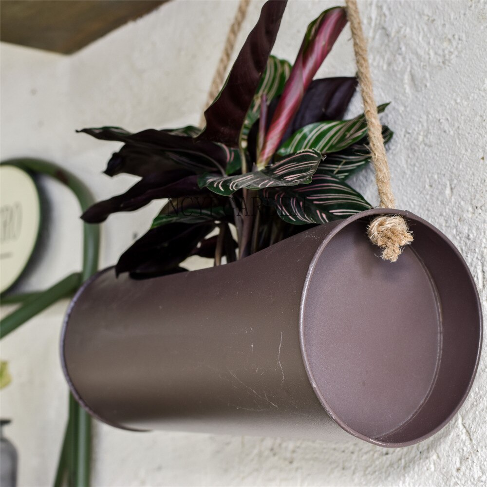 Hanging Planter Iron and Rope Modern Succulent Cactus Pots Decorative Display Flower Pot - NCYPgarden