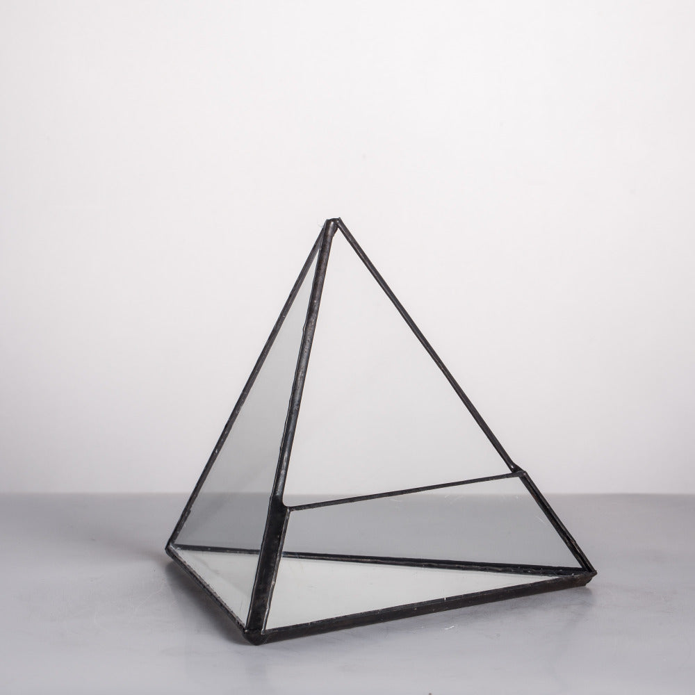 Handmade Small Pyramid Glass Geometric Terrarium for Ring Box Moss Cacti - NCYPgarden